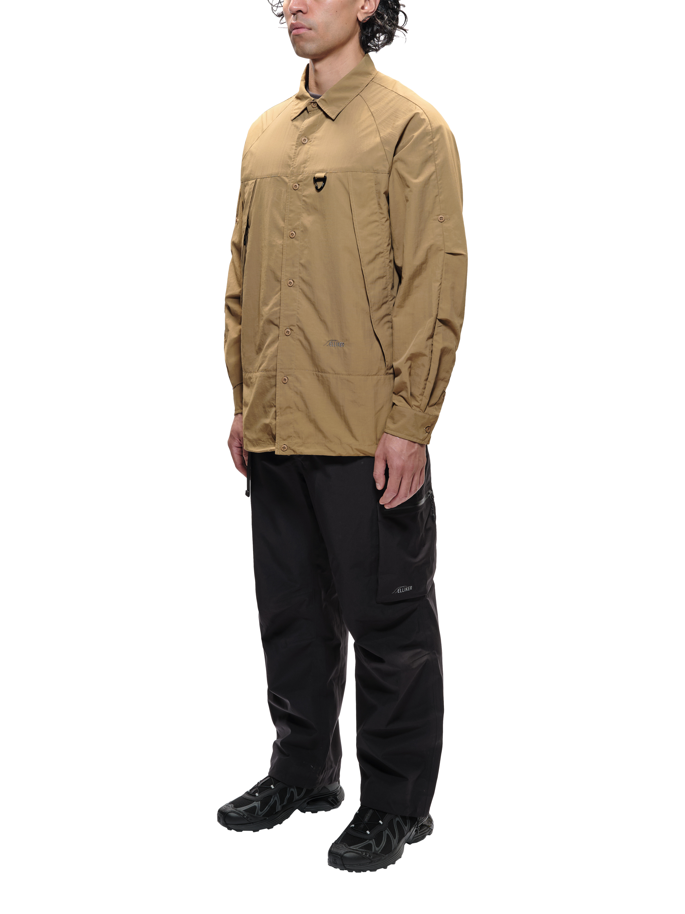 Product image 1 of 8, which shows ELLIKER Craw Long Sleeve Zipper Tech Shirt, Sand, S