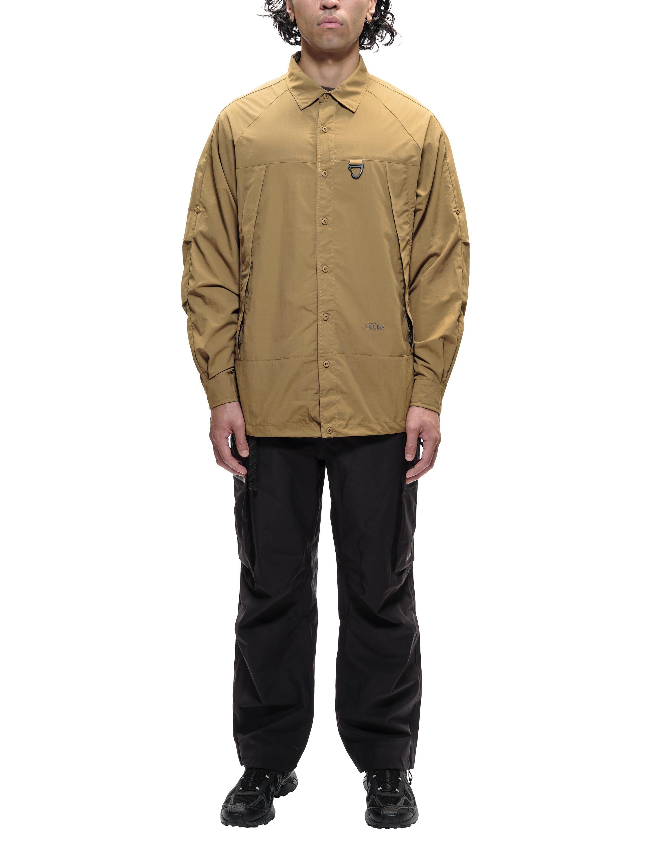 Product image 6 of 8, which shows ELLIKER Craw Long Sleeve Zipper Tech Shirt, Sand, S