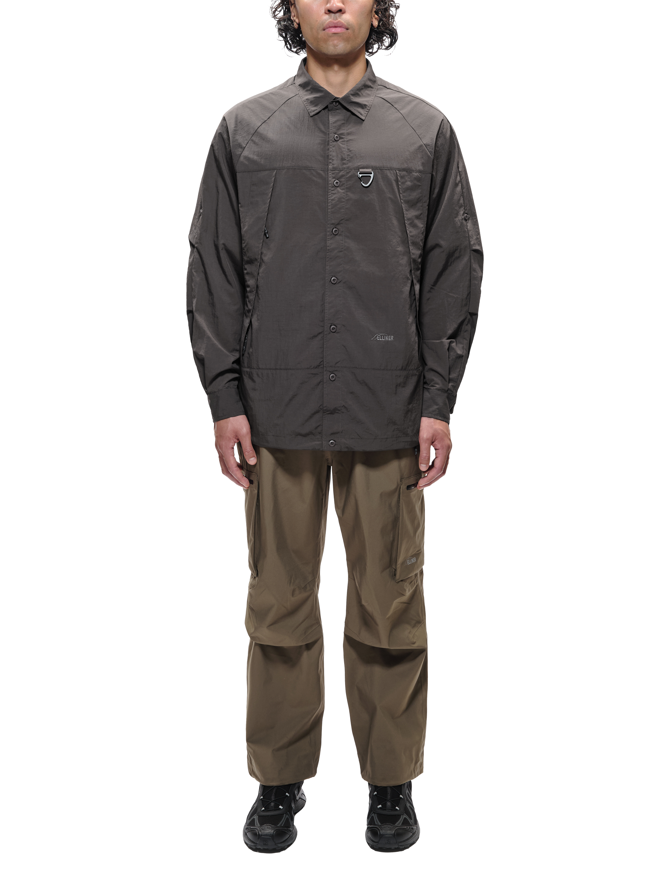 Product image 6 of 7, which shows ELLIKER Craw Long Sleeve Zipper Tech Shirt, Grey, S