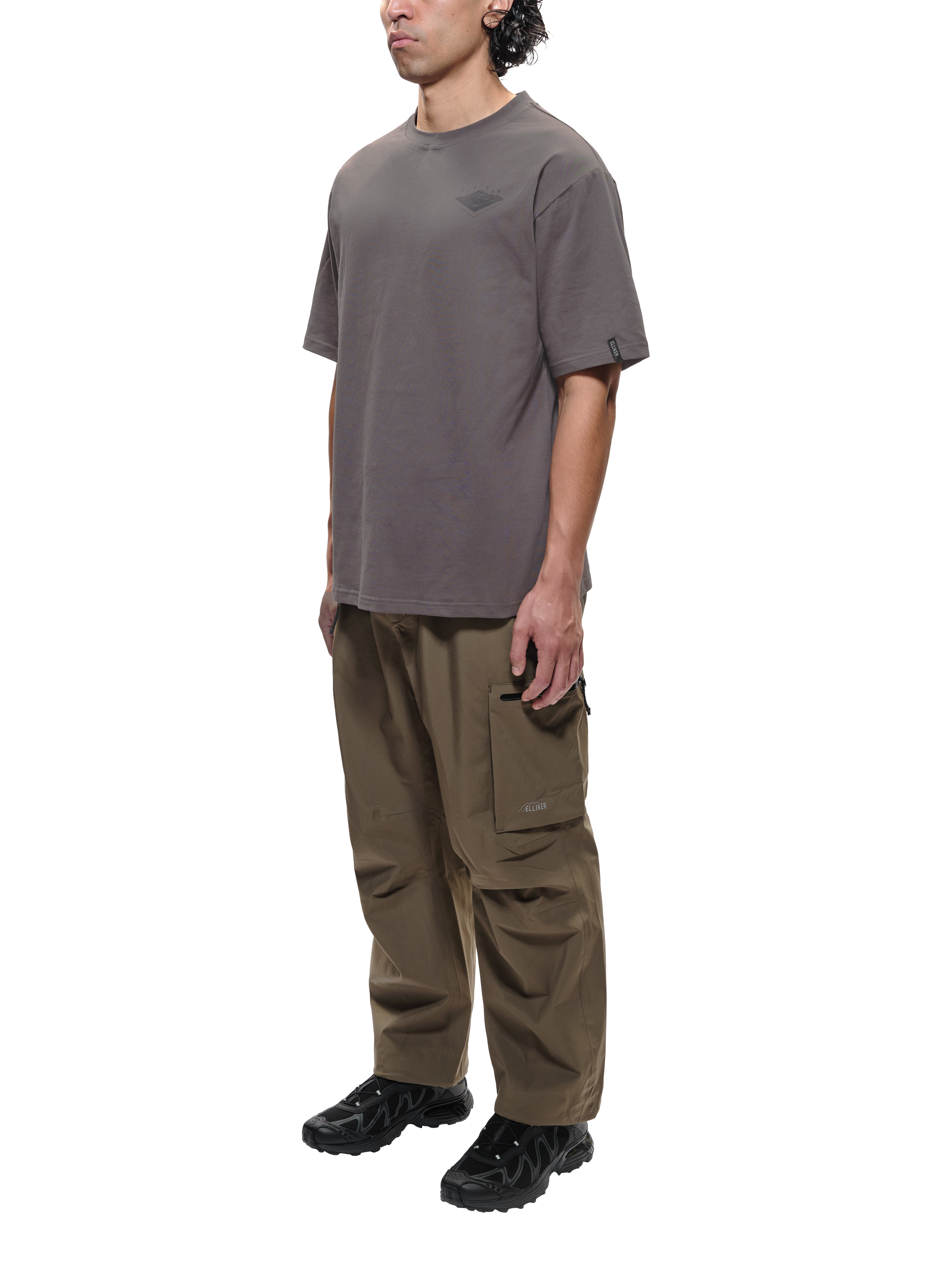Product image 1 of 9, which shows ELLIKER Rill Hill Cotton Regular Fit T-Shirt, Grey, S