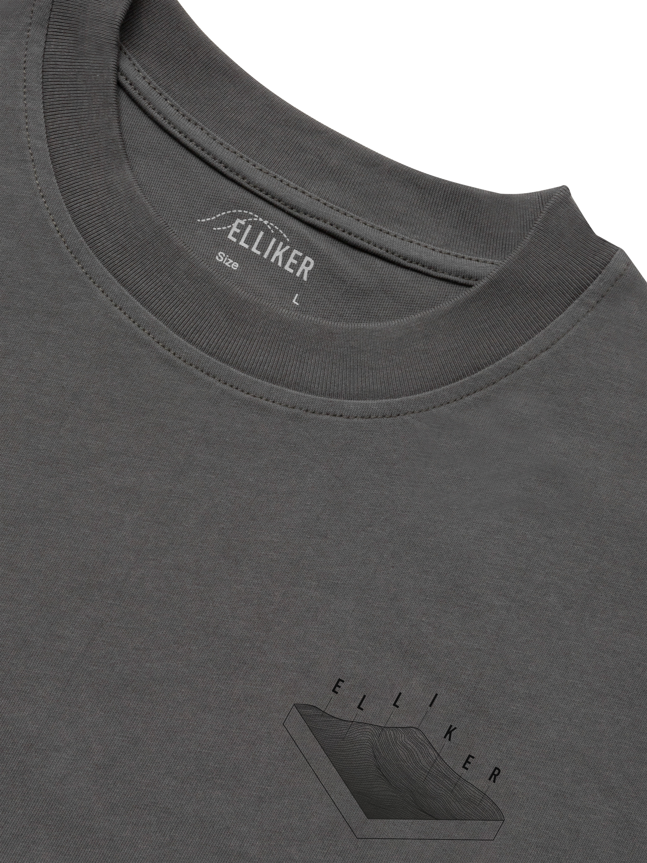 Product image 5 of 9, which shows ELLIKER Rill Hill Cotton Regular Fit T-Shirt, Grey, S