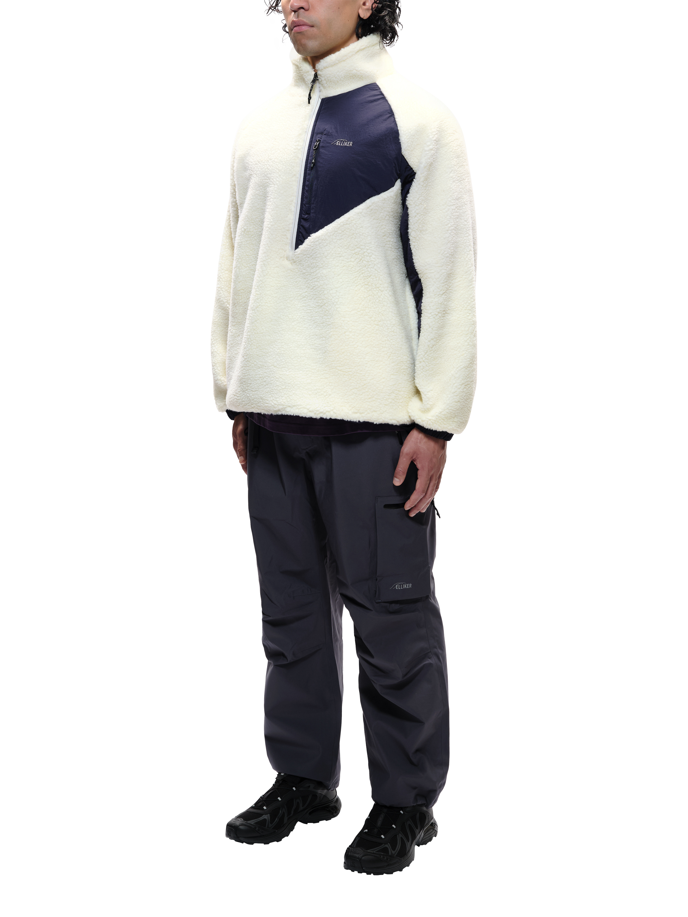 Product image 1 of 8, which shows ELLIKER Sike Fleece Pullover Top, Cream, XS