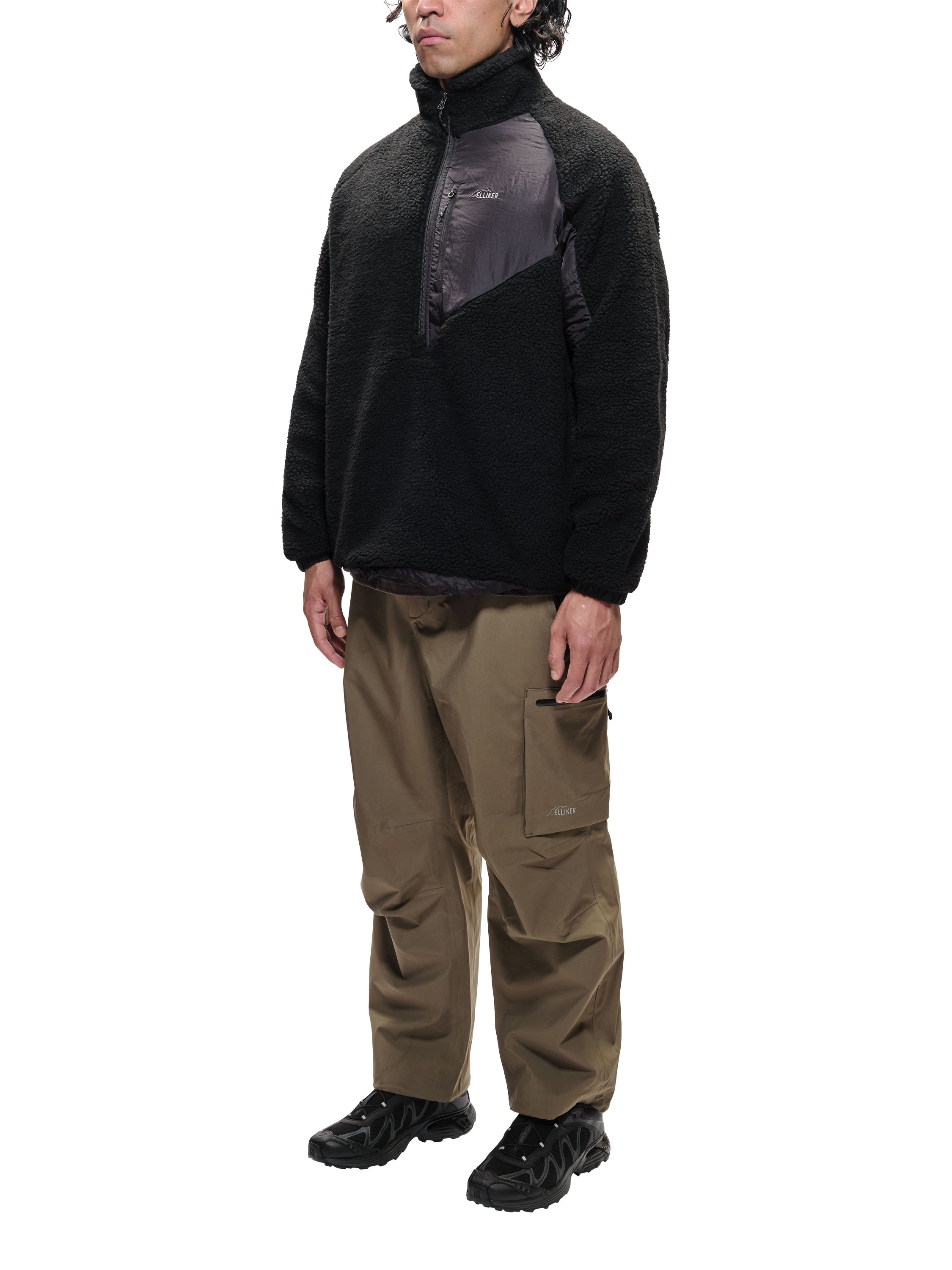 Product image 1 of 8, which shows ELLIKER Sike Fleece Pullover Top, Black, XS