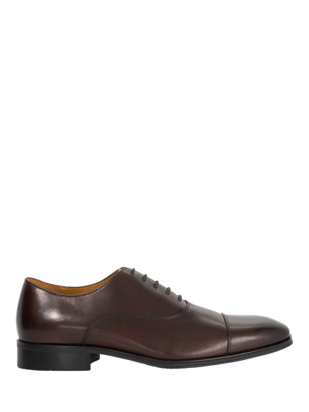 Dune London Solver Leather Oxford Shoes - view 2, Brown