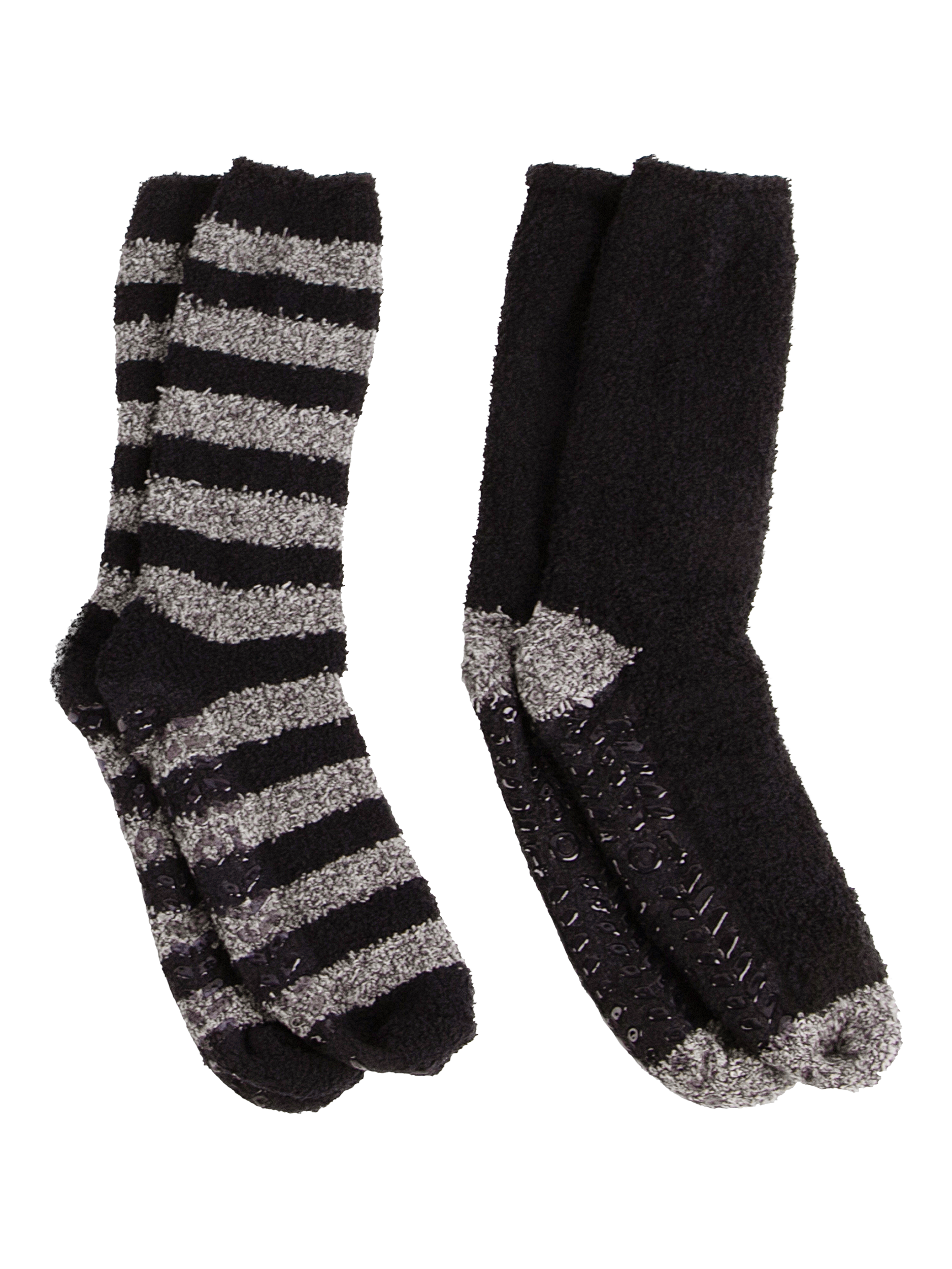 Product image 1 of 4, which shows totes Supersoft Slipper Socks, Pack of 2, Black/Grey, 8-11