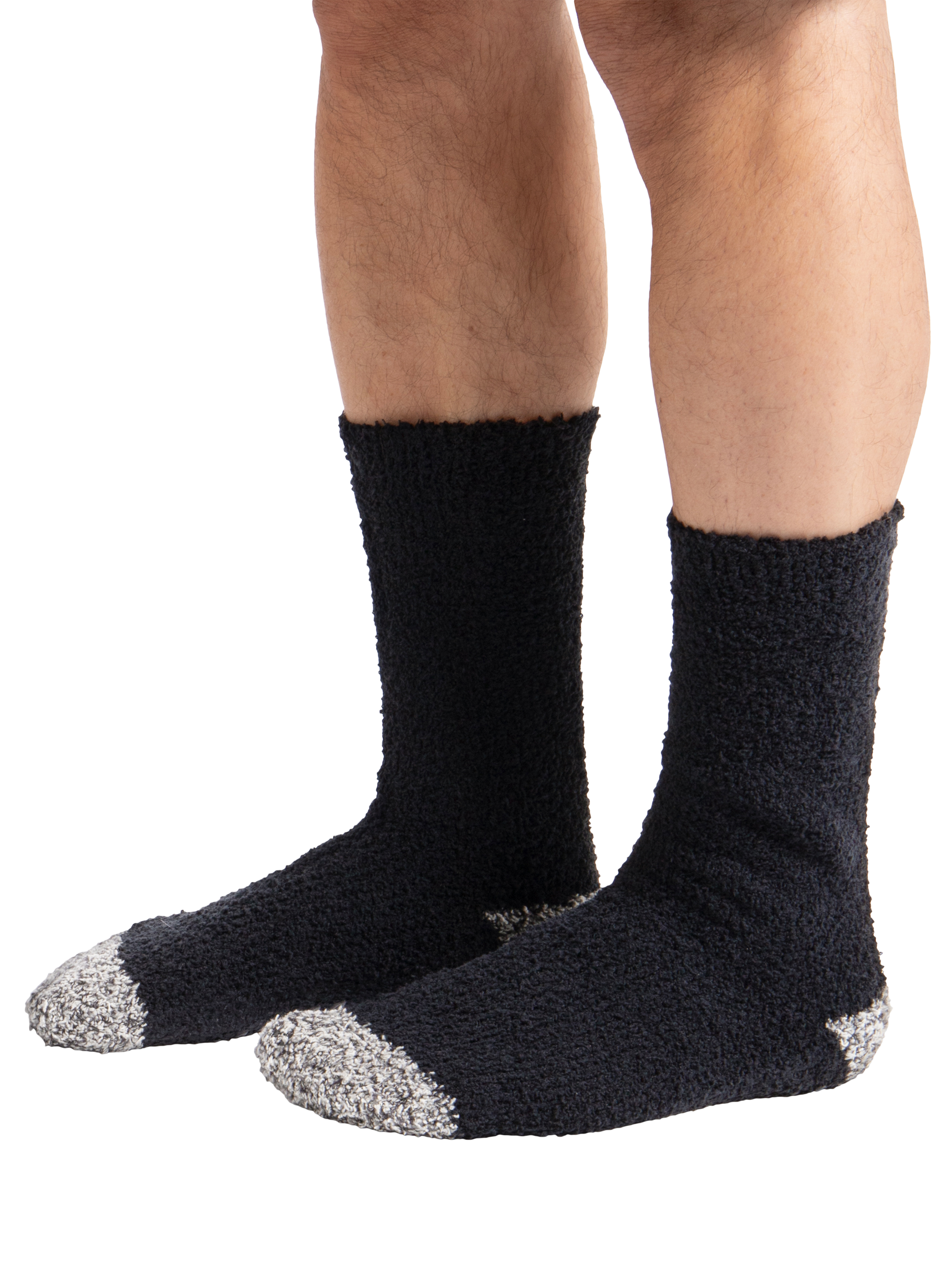 Product image 3 of 4, which shows totes Supersoft Slipper Socks, Pack of 2, Black/Grey, 8-11