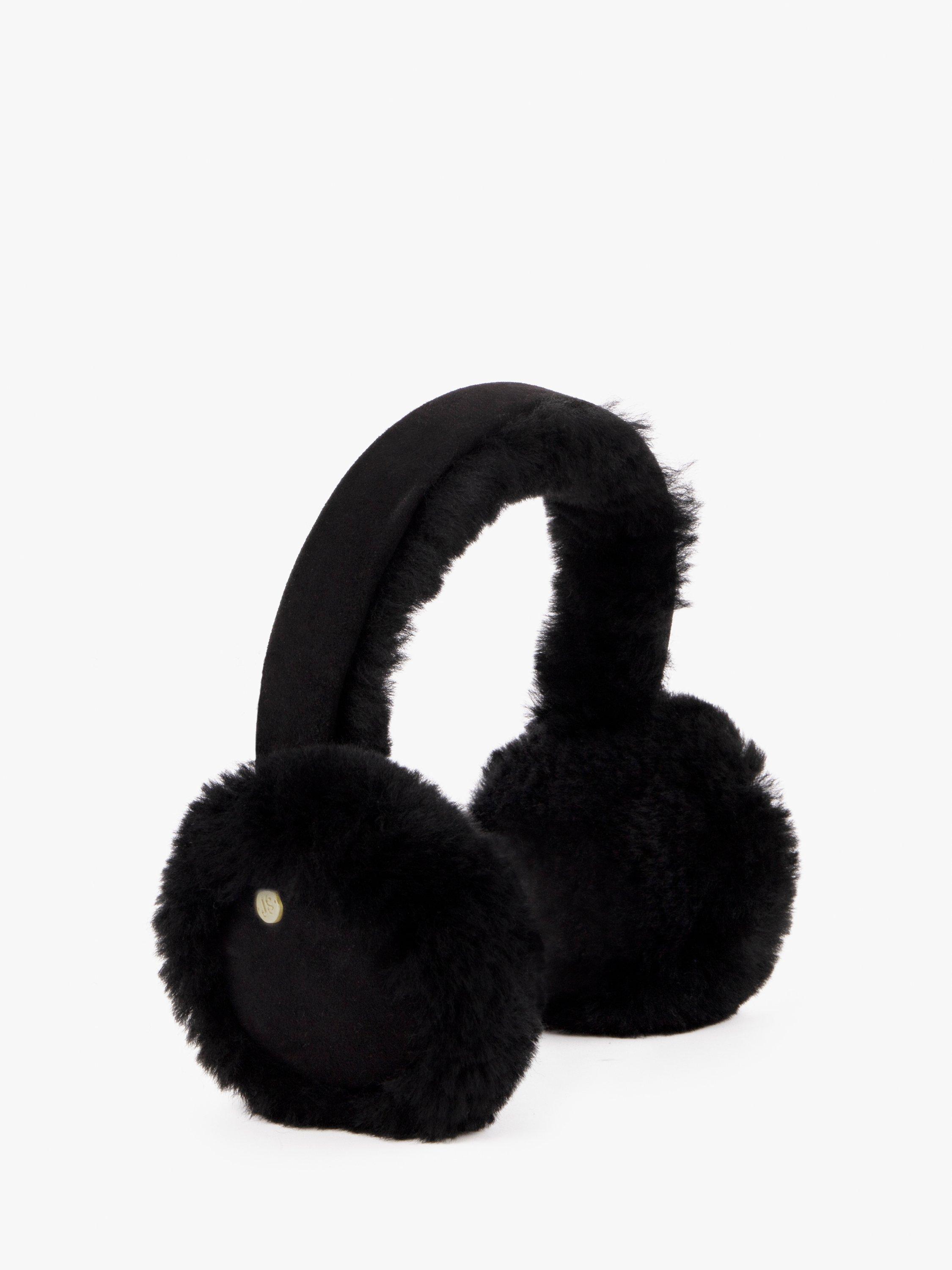 Product image 1 of 3, which shows Just Sheepskin Harper Earmuffs, Black, One Size