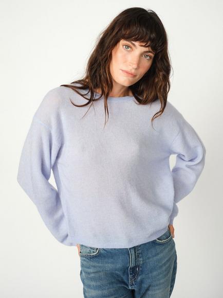 MOS MOSH Mape Wool Blend Long Sleeve Round Neck Jumper, Brunnera Blue