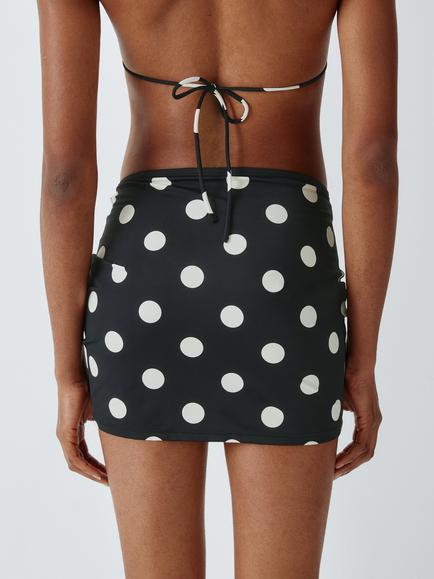 John Lewis Polka Dot Adjustable Side Swim Skirt, Mono Spot - view 2, Mono Spot