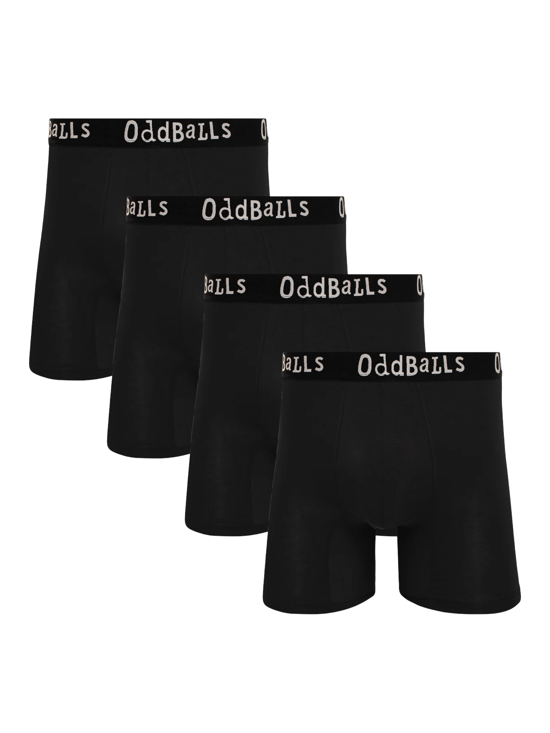 Product image 1 of 4, which shows OddBalls Bamboo Mens Boxers, Pack of 4, Black, XXS