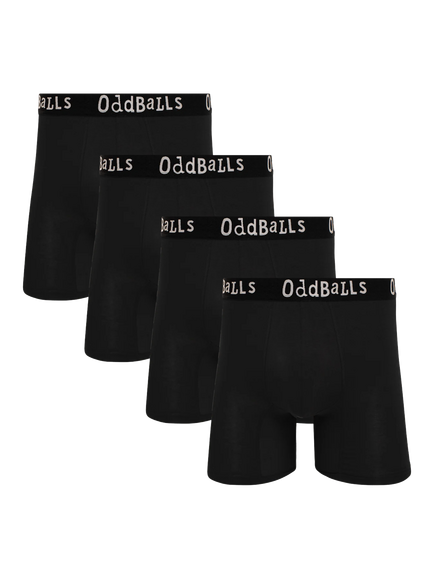 OddBalls Bamboo Mens Boxers, Pack of 4, Black