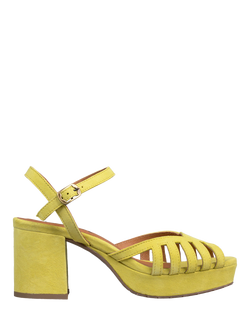 Esska Cristi Block Heeled Leather Sandals, Lemon, Lemon
