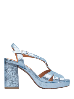 Esska Veda Metallic Leather Strappy Sandals, Metallic Blue, Metallic Blue