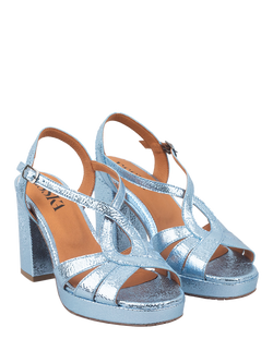 Esska Veda Metallic Leather Strappy Sandals, Metallic Blue - view 2, Metallic Blue