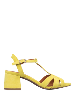 Esska Gabby Suede Low Block Heel Strappy Sandals, Lemon, Lemon
