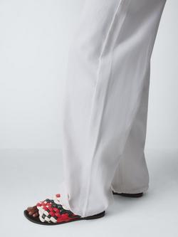 John Lewis Lesley Leather Chunky Woven Cross Strap Slider Sandals, Black/Red/White - view 2, Black/Red/White