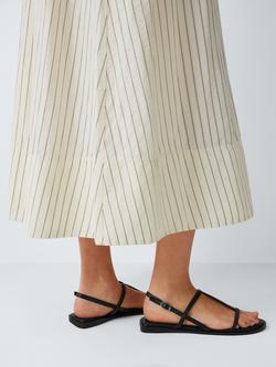 John Lewis Lia Leather T-Bar Ankle Strap Barely There Strappy Sandals, Black - view 2, Black