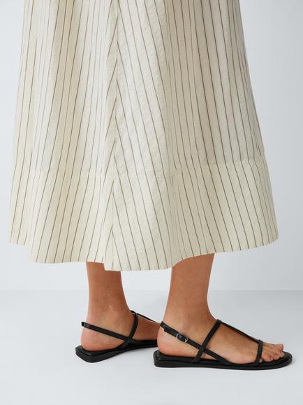John Lewis Lia Leather T-Bar Ankle Strap Barely There Strappy Sandals, Black - view 2, Black