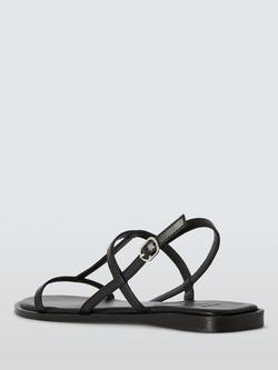 John Lewis Lia Leather T-Bar Ankle Strap Barely There Strappy Sandals, Black - view 2, Black