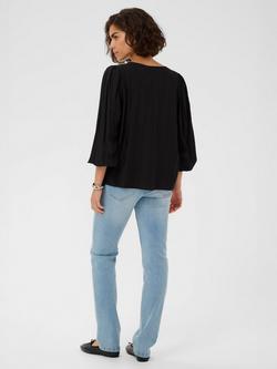 KAFFE Lufia Long Sleeve V Neck Blouse - view 2, Black Deep