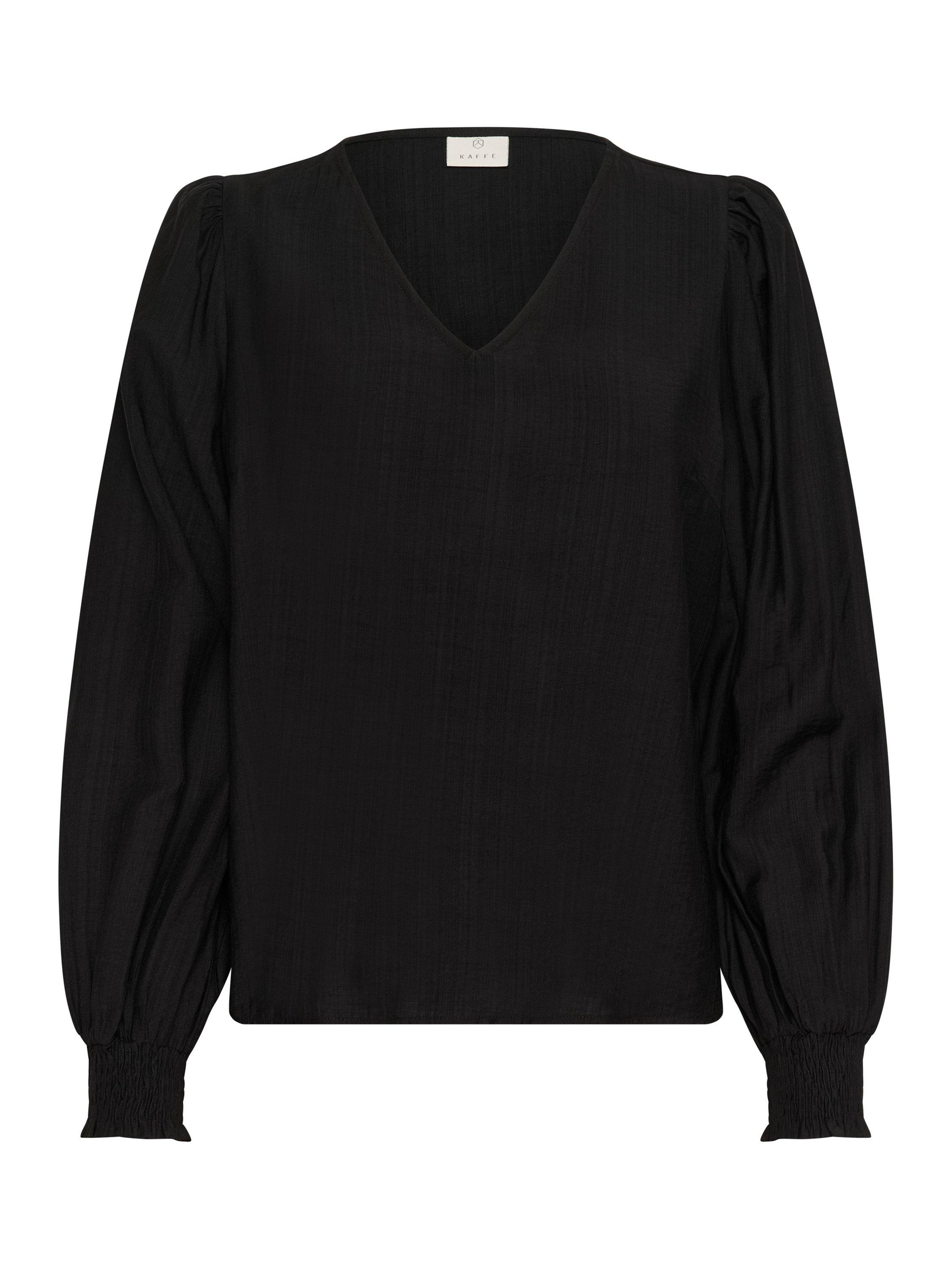 Product image 5 of 6, which shows KAFFE Lufia Long Sleeve V Neck Blouse, Black Deep, 8