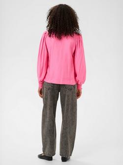 KAFFE Lufia Long Sleeve V Neck Blouse - view 2, Pink Power