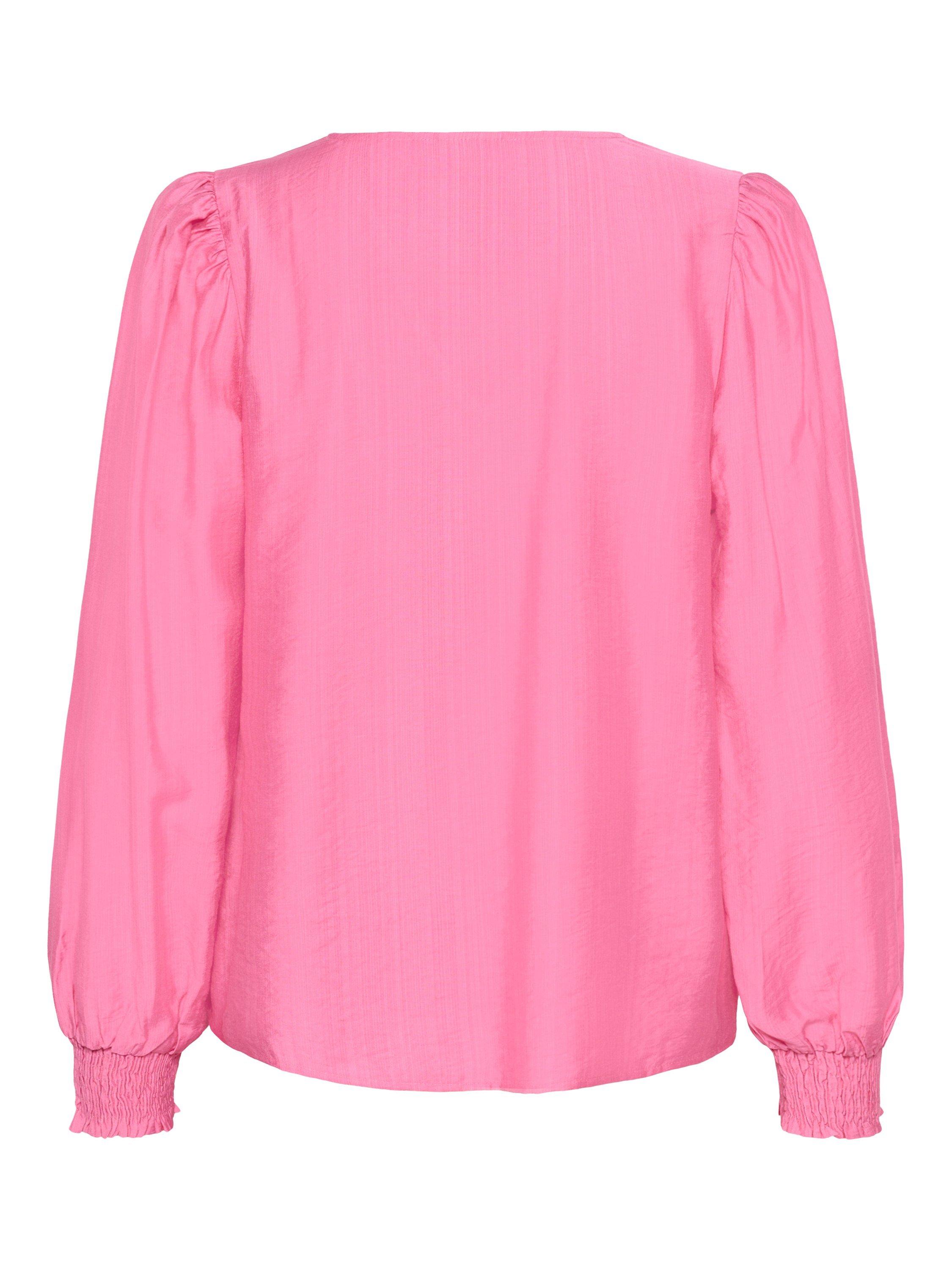 Product image 6 of 6, which shows KAFFE Lufia Long Sleeve V Neck Blouse, Pink Power, 8