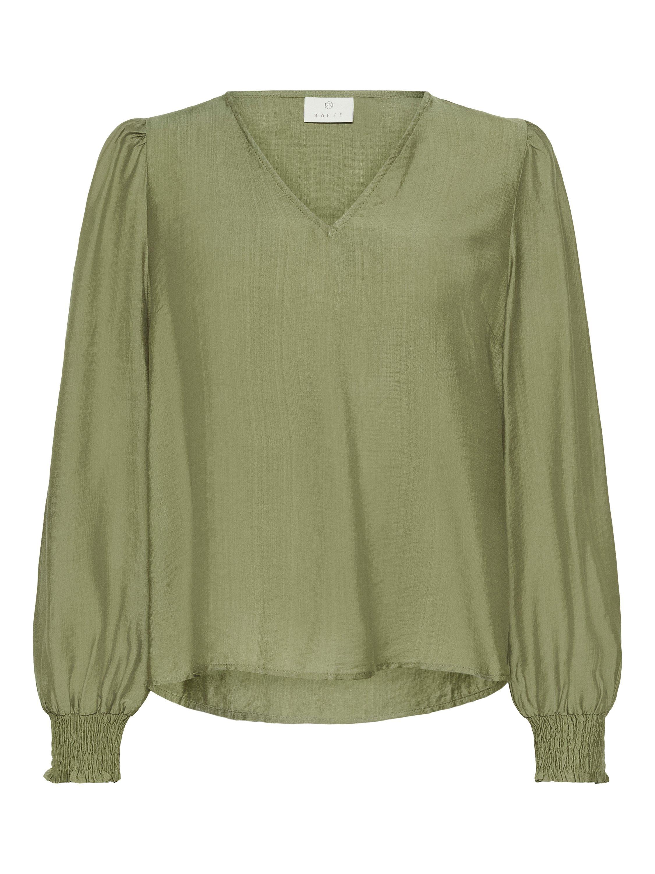 Product image 5 of 6, which shows KAFFE Lufia Long Sleeve V Neck Blouse, Dusky Green, 8