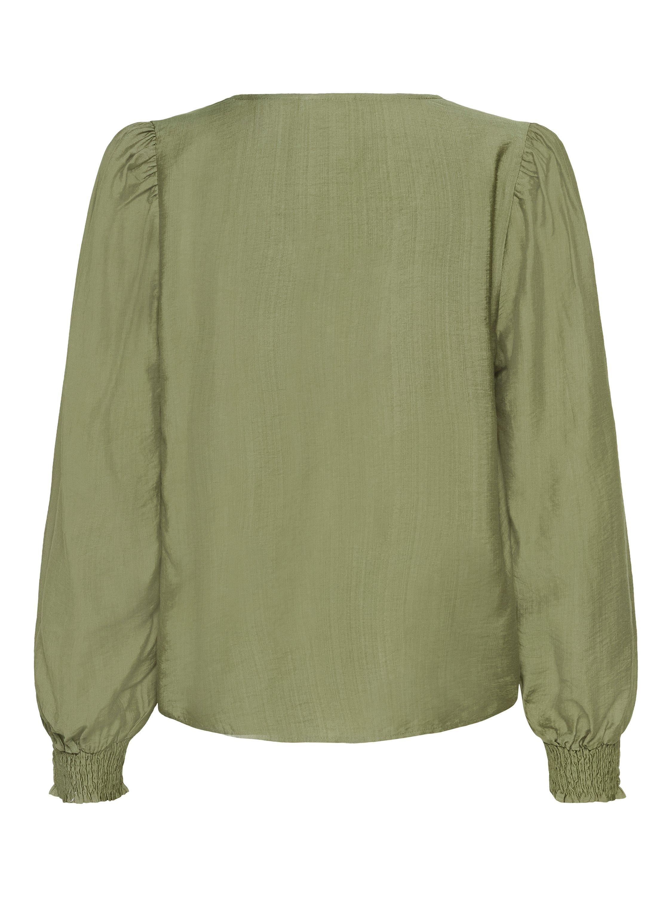 Product image 6 of 6, which shows KAFFE Lufia Long Sleeve V Neck Blouse, Dusky Green, 8