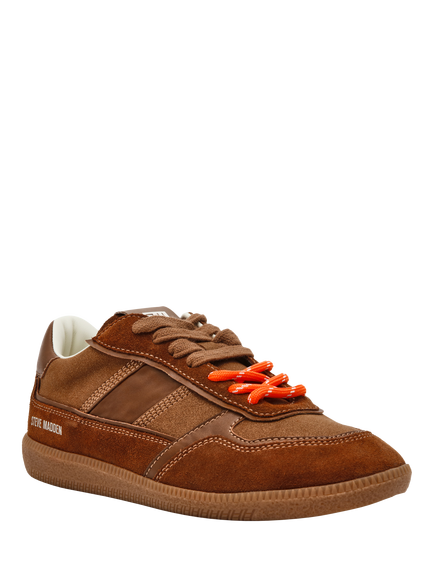 Steve Madden Augustine Suede Blend Trainers, Chestnut - view 2, Chestnut