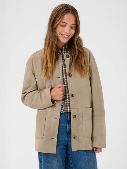 KAFFE Rachel Pure Suede Jacket, Brindle, Brindle