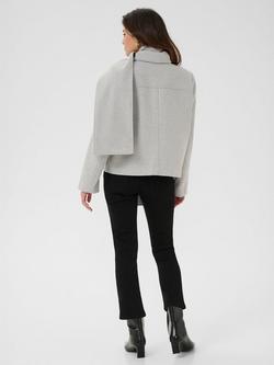 KAFFE Scarlett Scarf Detail Wool Blend Jacket, Light Grey Melange - view 2, Light Grey Melange