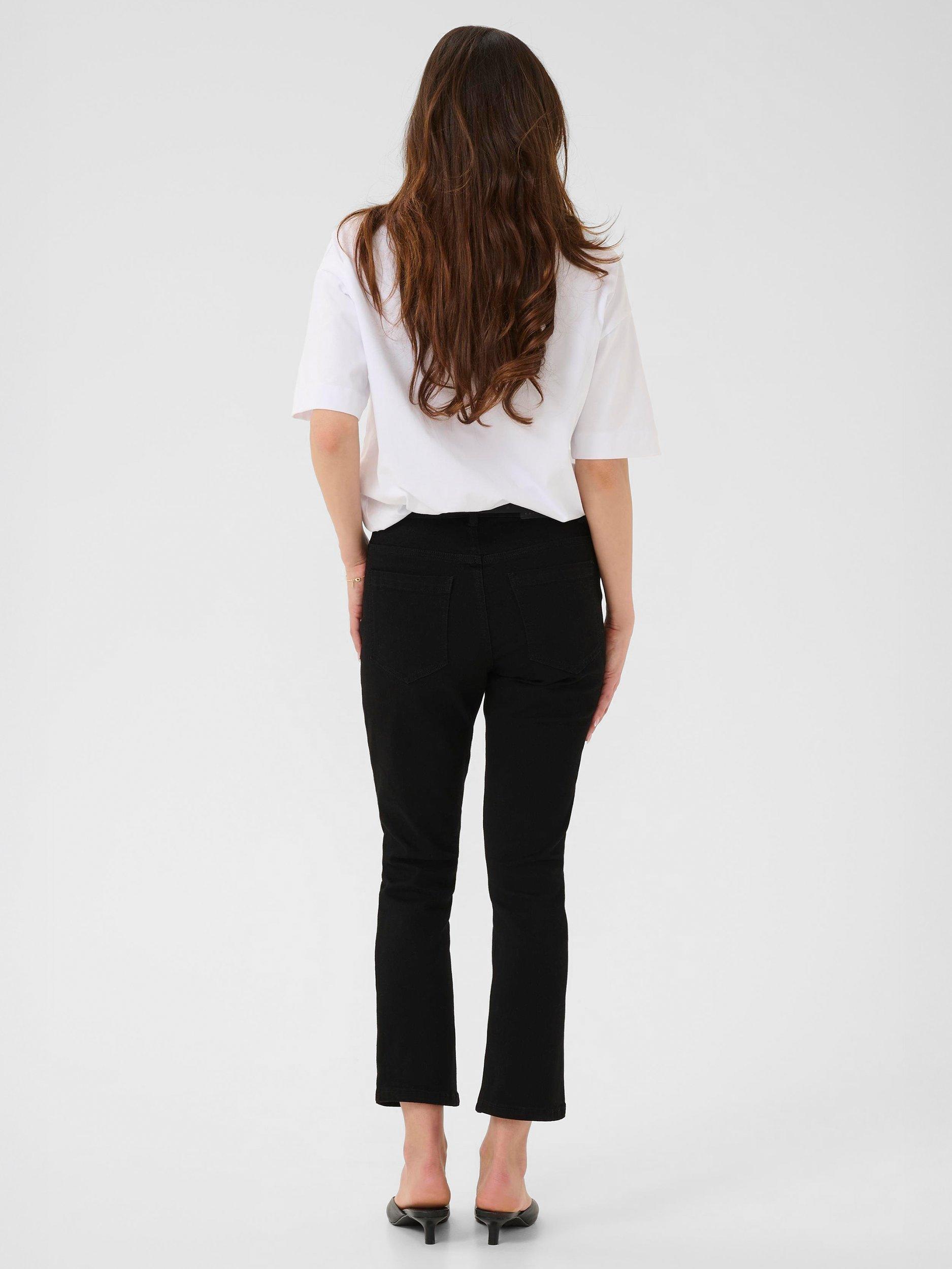 Product image 2 of 6, which shows KAFFE River Cotton Blend Straight Jeans, Black Deep, 25S