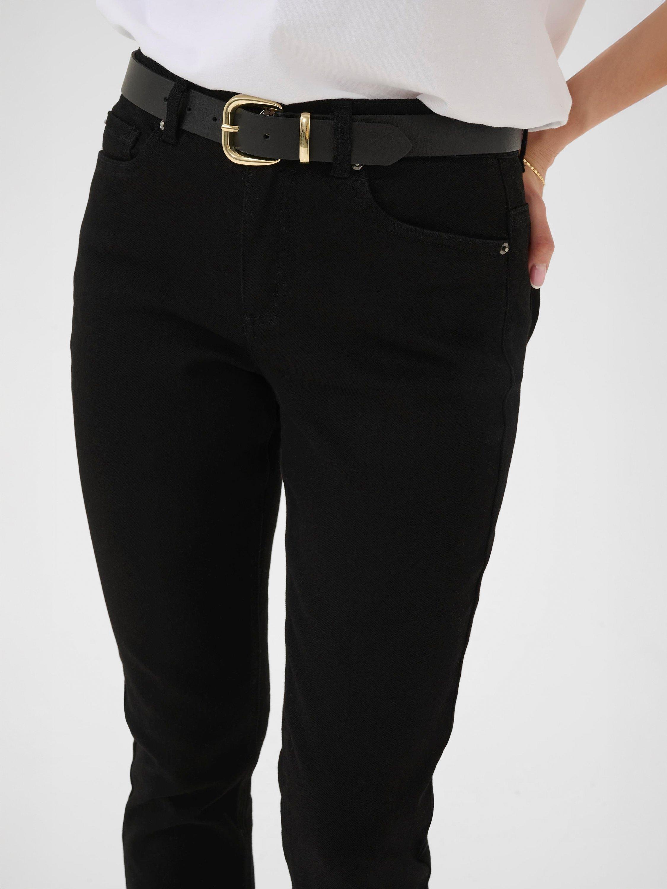 Product image 4 of 6, which shows KAFFE River Cotton Blend Straight Jeans, Black Deep, 25S