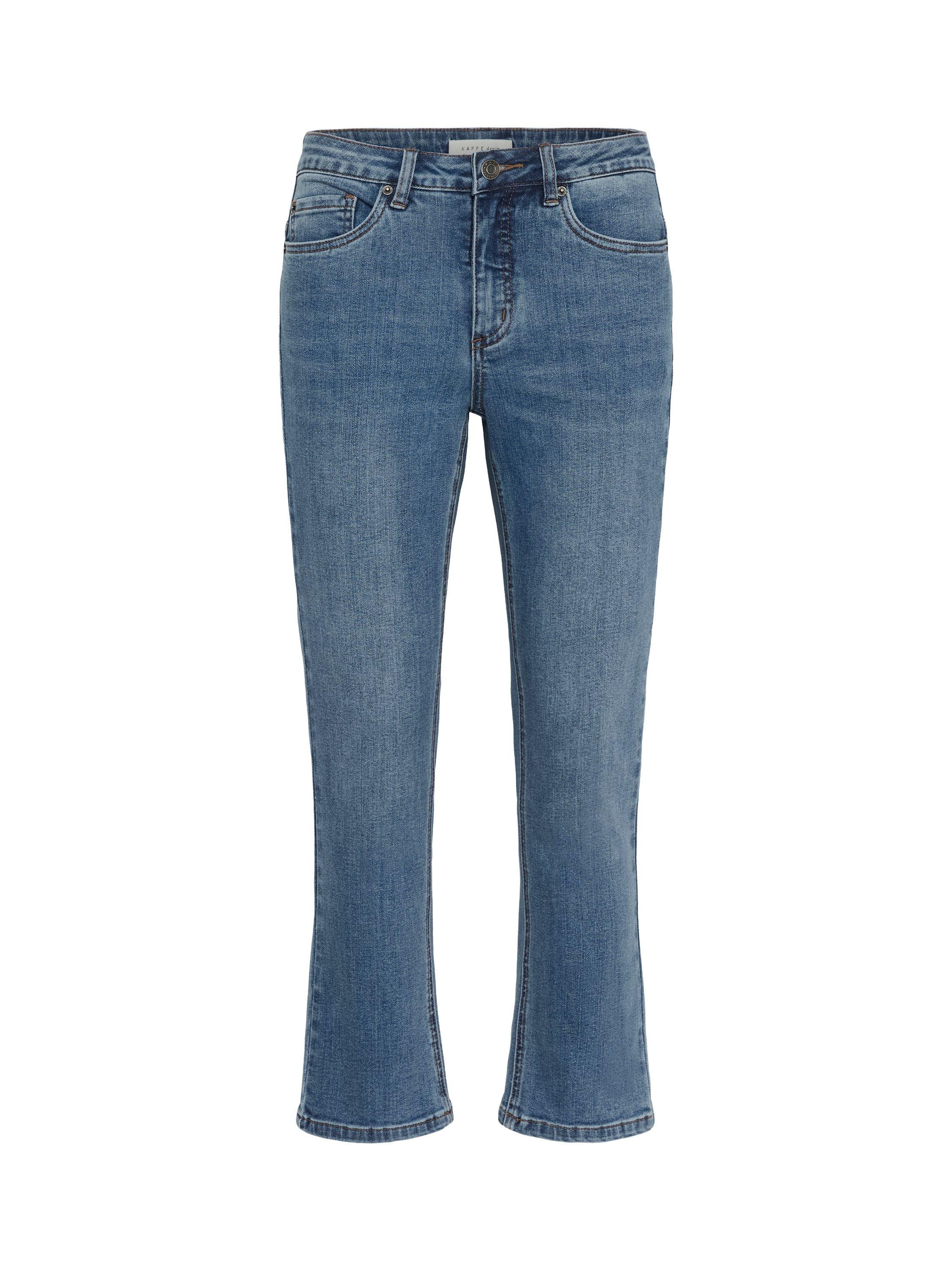 Product image 5 of 6, which shows KAFFE River Cotton Blend Straight Jeans, Medium Blue, 25S
