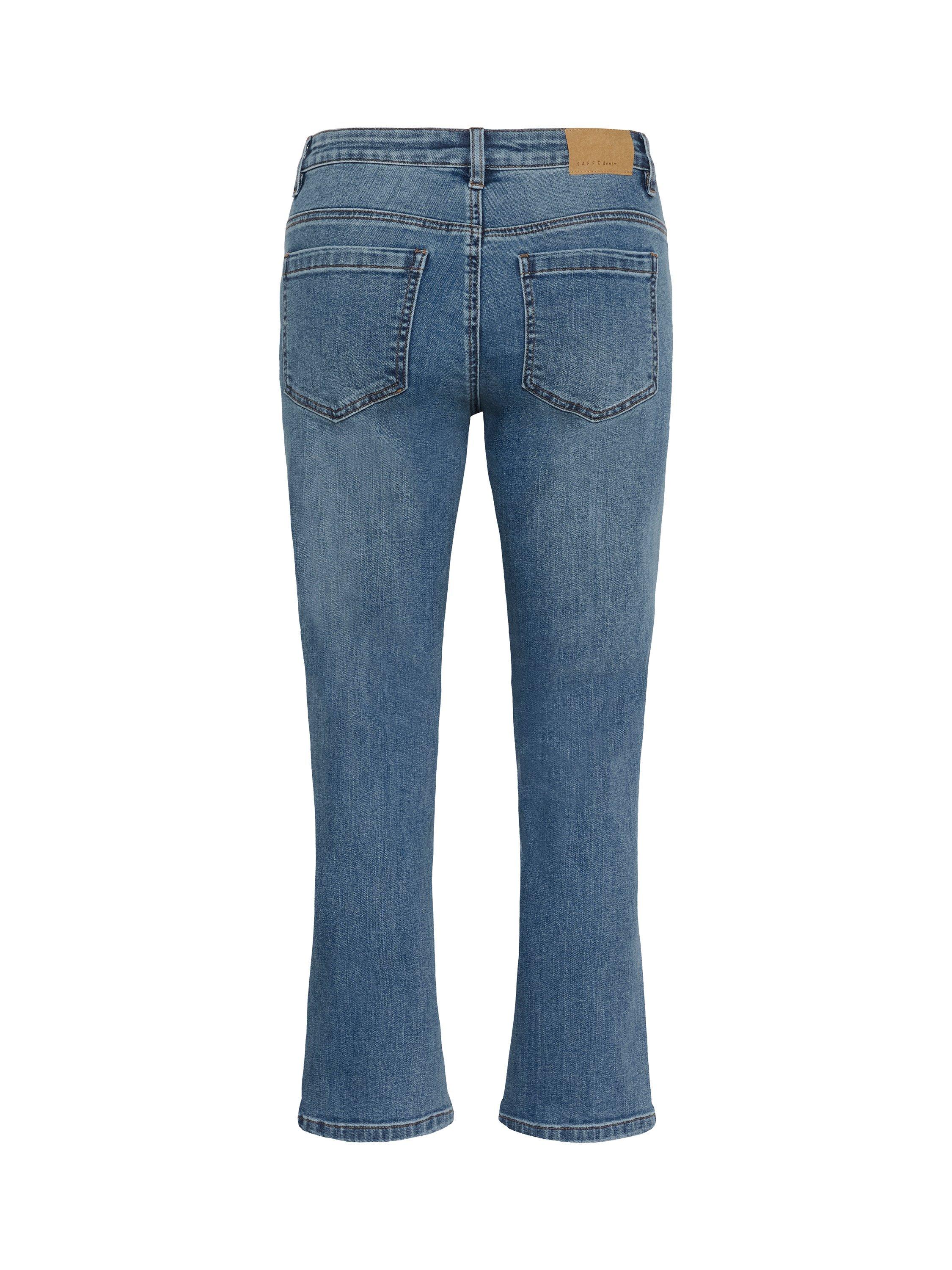 Product image 6 of 6, which shows KAFFE River Cotton Blend Straight Jeans, Medium Blue, 25S