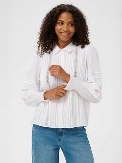 KAFFE Bella Cotton Embroidered Shirt, Optical White