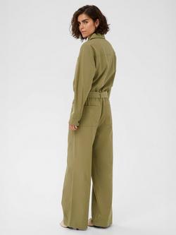 KAFFE Liva Cotton Blend Long Sleeve Jumpsuit - view 2, Dusky Green