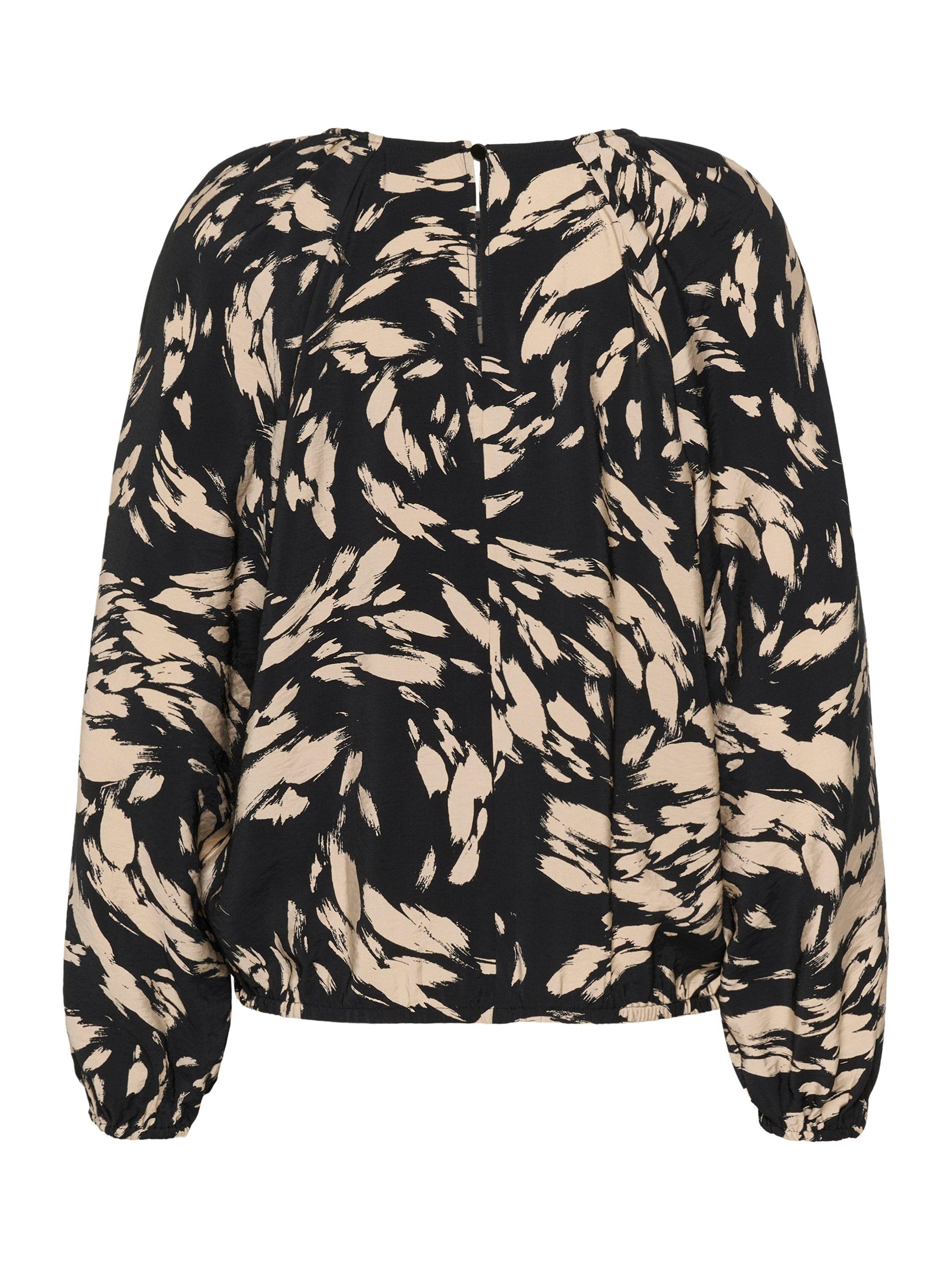 Product image 6 of 6, which shows KAFFE Ulla Graphic Top containing LENZING™ ECOVERO™ Viscose, Black/Grey, 8