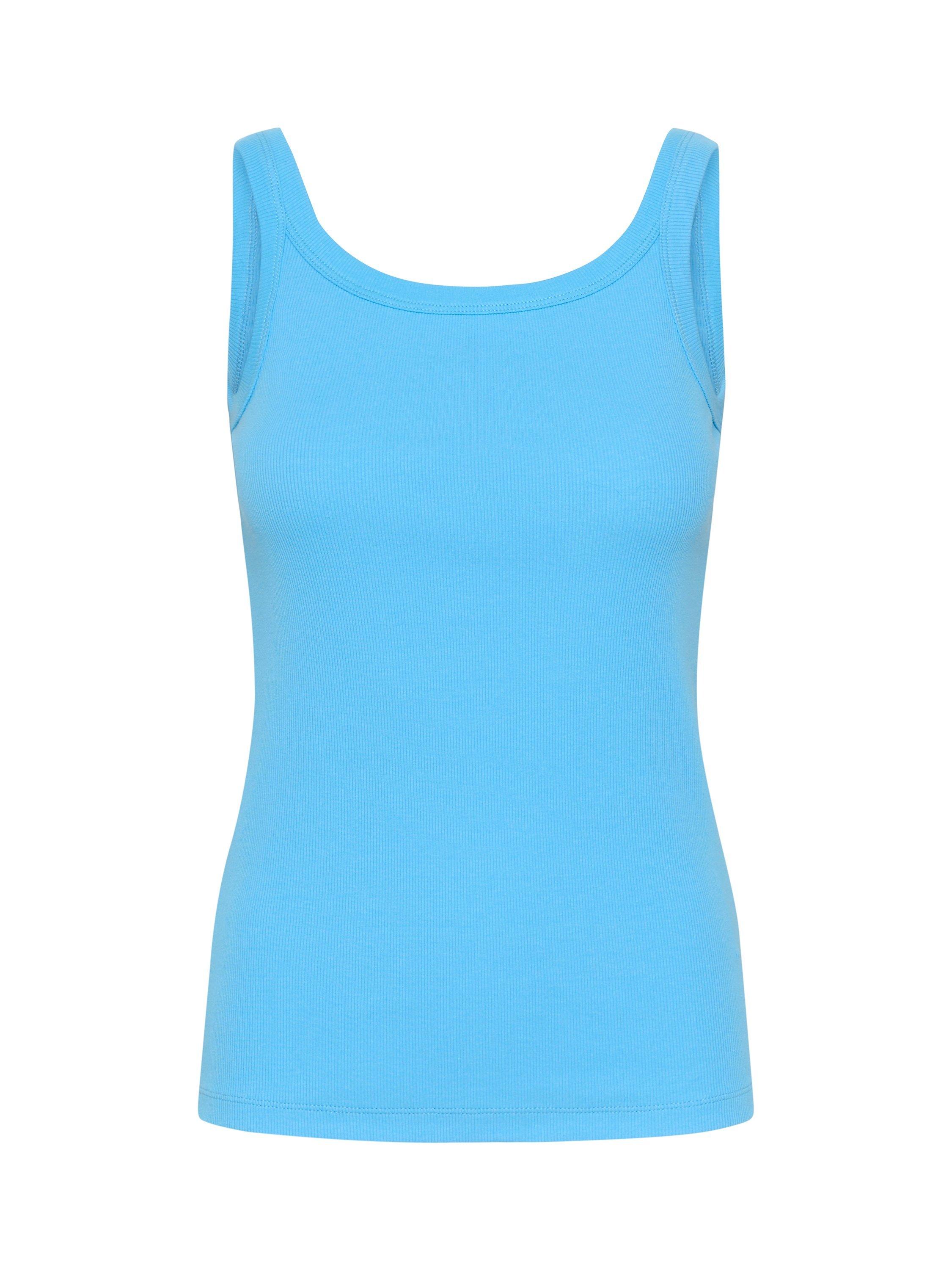 Product image 5 of 6, which shows KAFFE Carna Scoop Neck Tank Top, Azure Blue, XS