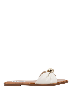 Steve Madden Dipsy Leather Knotted Slider Sandals, White, White