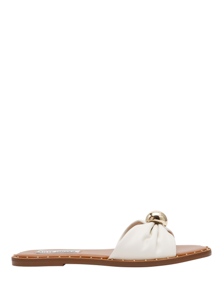 Steve Madden Dipsy Leather Knotted Slider Sandals, White, White