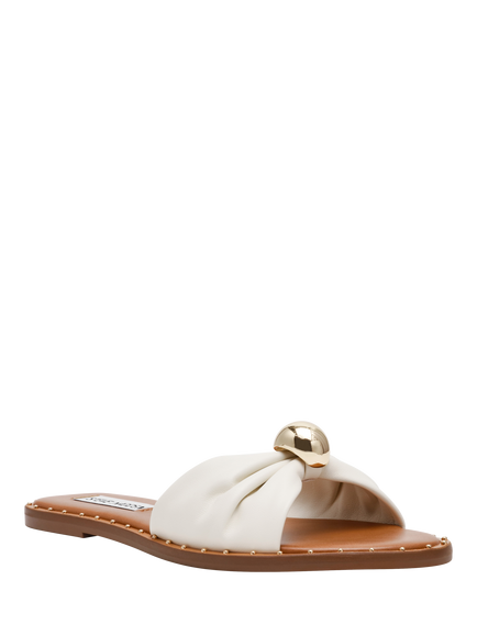 Steve Madden Dipsy Leather Knotted Slider Sandals, White - view 2, White