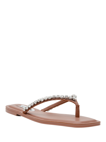 Steve Madden Kustom Embellished Flip Flops, Mocha - view 2, Mocha