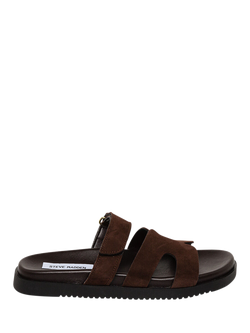 Steve Madden Missile Suede Slider Sandals, Dark Brown, Dark Brown