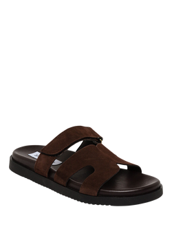 Steve Madden Missile Suede Slider Sandals, Dark Brown - view 2, Dark Brown