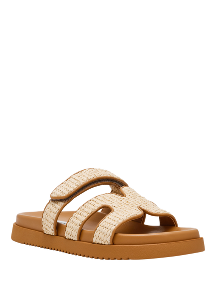 Steve Madden Missile Raffia Slider Sandals, Tan - view 2, Tan