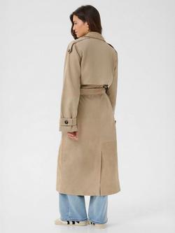 KAFFE Rachel Pure Suede Trench Coat, Brindle - view 2, Brindle