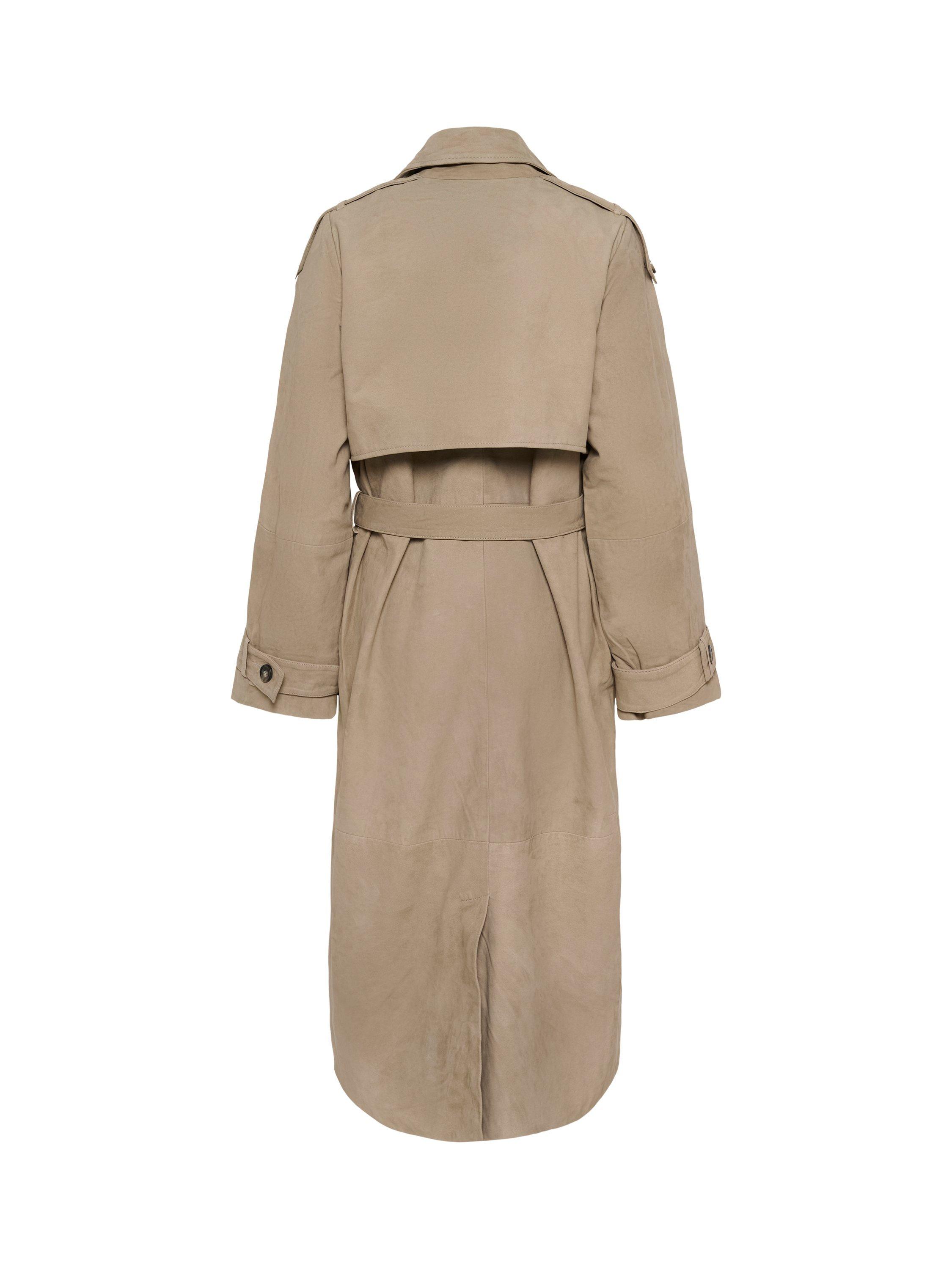 Product image 6 of 6, which shows KAFFE Rachel Pure Suede Trench Coat, Brindle, 8