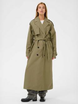 KAFFE Valentina Trench Coat, Dusky Green, Dusky Green